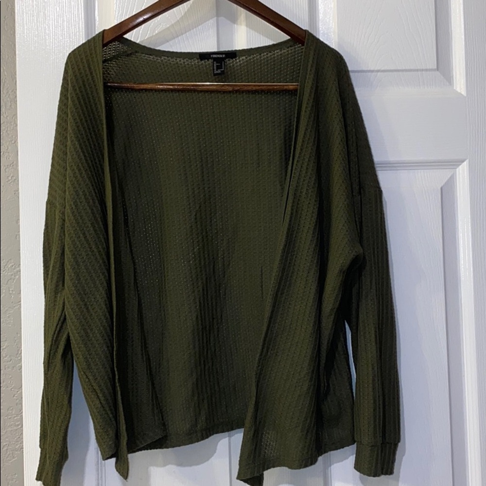 Forever 21 Army Green Cardigan Small